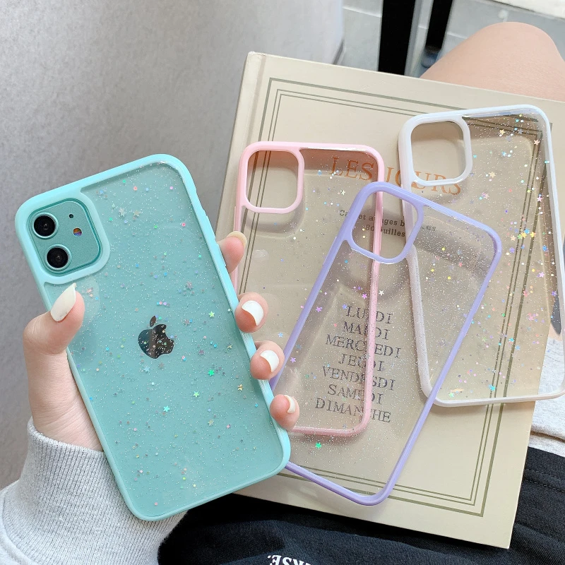 Gimfun Star Bling Glitter Phone Case For Iphone 11 Pro Max Back Love Heart Star Tpu Cover For Iphone 13 12 Pro Xsmax Xr 7 8 Plus Phone Cases Case Forcase For Apple Aliexpress