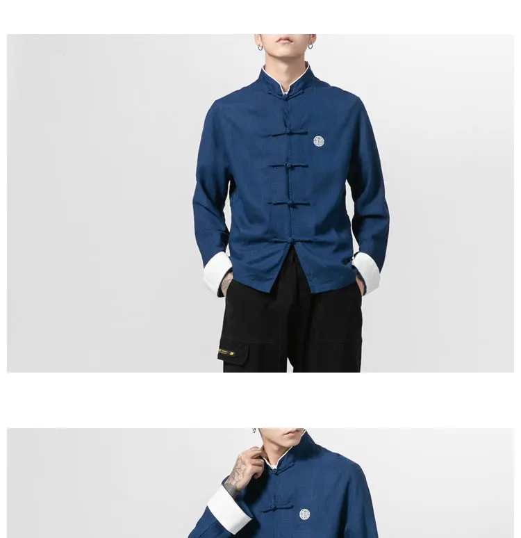 Sinicism Store Autumn Men Button Cotton Linen Oversize Shirts Mens Chinese Vintage Tops Clothing Male Autumn Casual Shirt