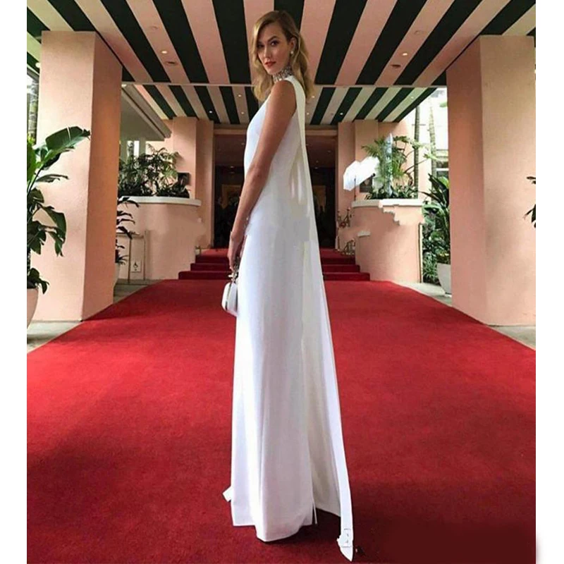 same as pic Белые Karlie Kloss знаменитостей вечерние платья с накидками драгоценный вырез Длинные размера плюс на заказ Новое Элегантное платье для красной дорожки - Цвет: same as pic