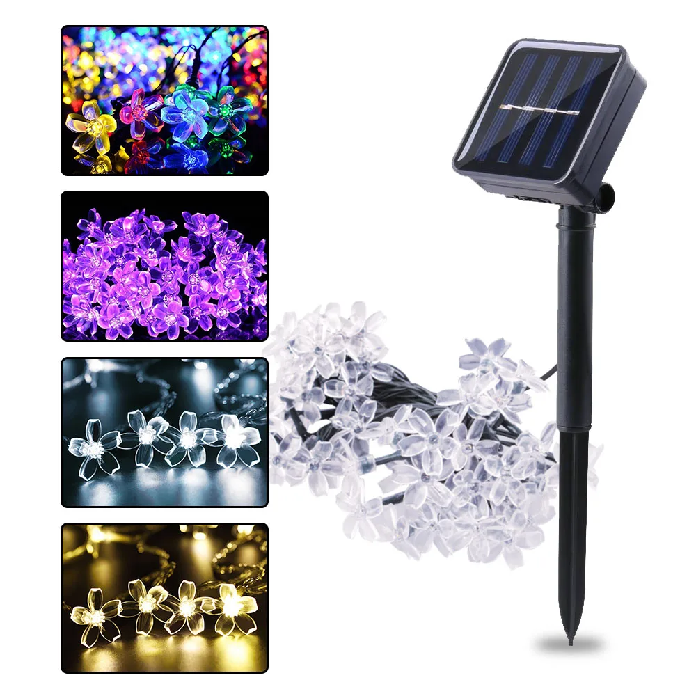 

Solar Garden Light Outdoor 7m 50 Led String Fairy Lights Solar Powered Street Lamp Cherry Blossom Christmas Garland Lights Decor