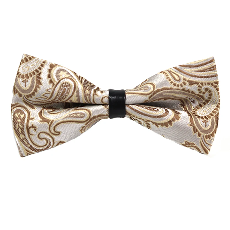 

Brown Paisley Two Layer Bowtie For Men Fashion High Quality Groom Wedding Party Butterfly Bow Tie Set Male Gift