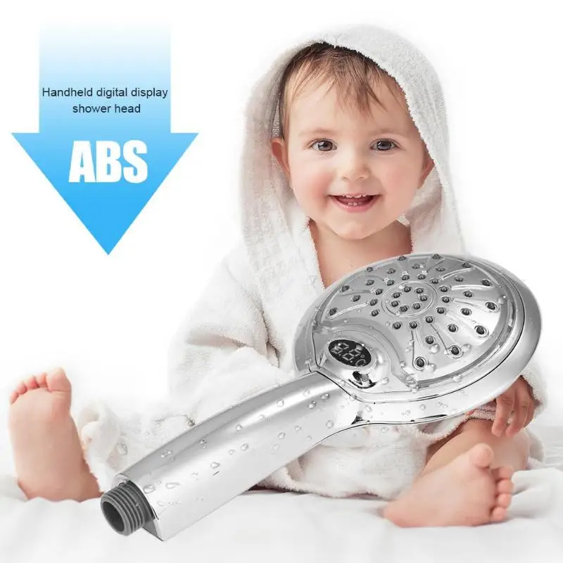 Ручной душ ABS цифровой ЖК-дисплей температура высокого давления Усилитель экономии воды Ванная комната спринклер аксессуар