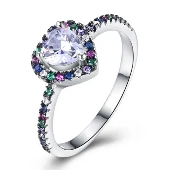 

Wollet Jewelry S925 Fashion Trend Personality Women's Sterling Silver Love Color Ring