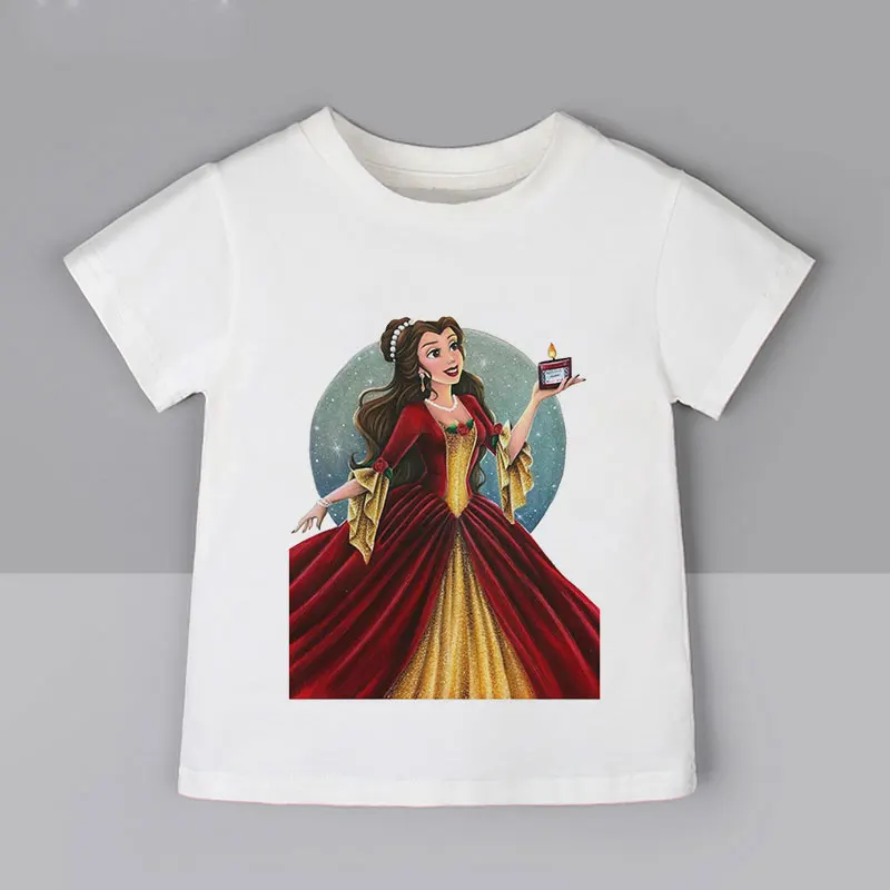 Летняя новая модная Рождественская рубашка для мальчиков Повседневная футболка с рисунком растения, принцессы, подарок на елку милая детская футболка для девочек милый дизайн, удобная - Цвет: 5802