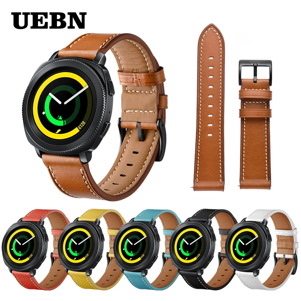 UEBN 20 мм кожаный ремешок для samsung galaxy active 2/gear S2 спортивный сменный ремешок для huawei GT 2 42 мм Ремешки для наручных часов