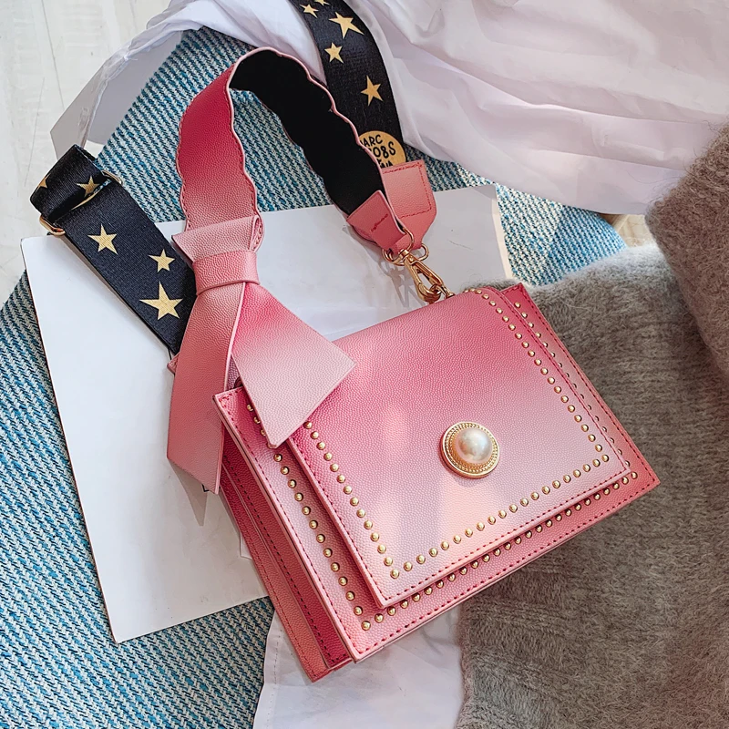

Luxury Handbag 2019 Fashion New Female Bow Tote bag Quality PU Leather Women's Designer Handbag Rivet Shoulder Messenger Bags