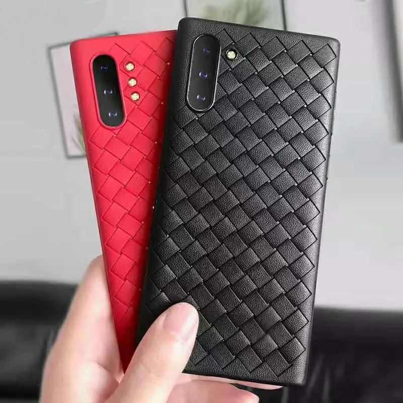 

Case For Samsung Note 10 Galaxy Note10 pro Cover PU Leather Weave Skin Silicone Case For Samsung Galaxy Note 10 pro Note10 Cases