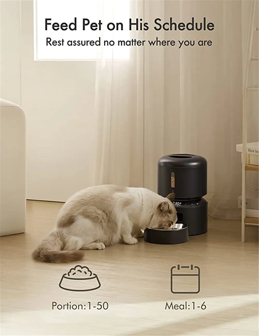 Petlibro - Stainless Steel 4L Automatic Dog and Cat Feeder with Voice Recorder - White