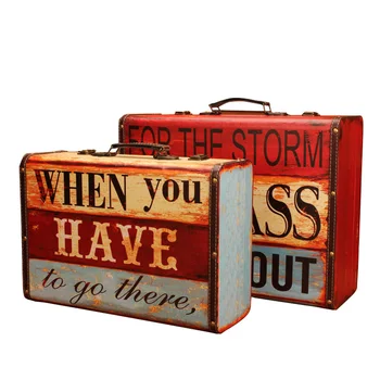 

Creative Retro Wooden Suit Box Clothes Storage Box Luggage Case Furnishings Decorations Vintage Photography Props Window Display