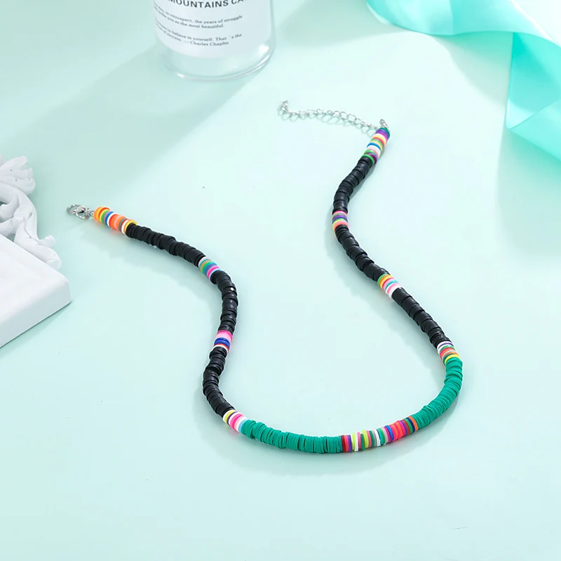Богемное разноцветное ожерелье-чокер ручной работы для женщин, мягкая регулируемая подвеска из смолы, Пляжное ожерелье, цыганское этническое ювелирное изделие, подарки