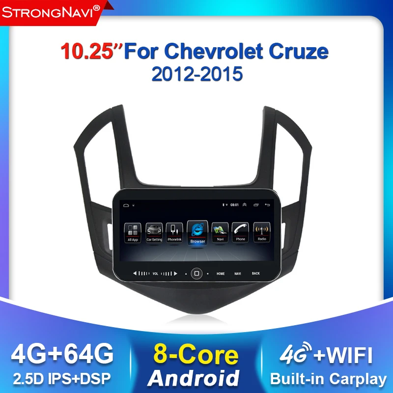 Автомобильный мультимедийный DVD-плеер 4G LTE 4 + 64G DSP Android 2din для Chevrolet Cruze 2012 2013 2014 2015