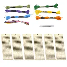

6Pcs Wood Rectangle Bookmark Cross Stitch Embroidery DIY Children Craft Art Kit