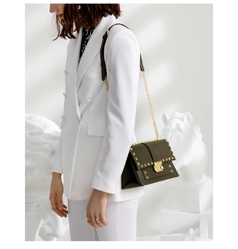 LAFESTIN, осенняя Новая модная многофункциональная женская сумка через плечо, крутые маленькие квадратные сумки, сумка почтальон, украшенная заклепками