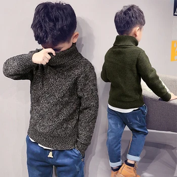 

Boys Turtleneck Sweater Knitwear 2020 Winter Warm Turtle Neck Children Long Sleeve Cardigan Bebe Knitted Sweaters School Uniform