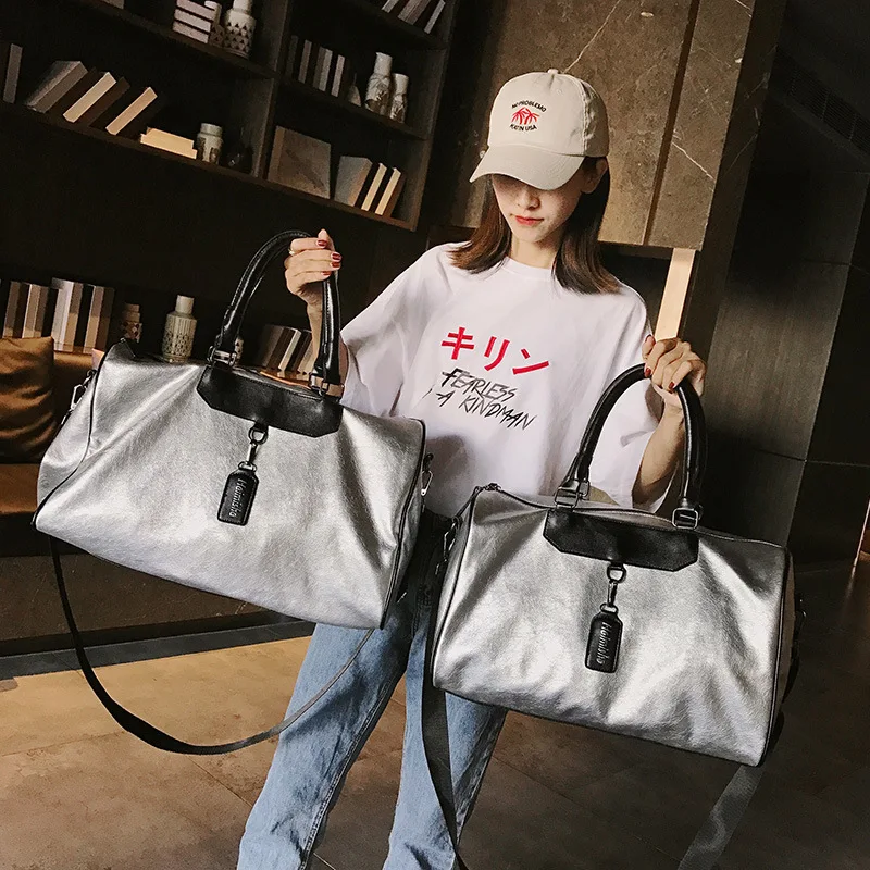 Женские дорожные Сумки из искусственной кожи Корейская версия большой мешок повседневное сумки легкий фитнес тенденция диких цвет модные