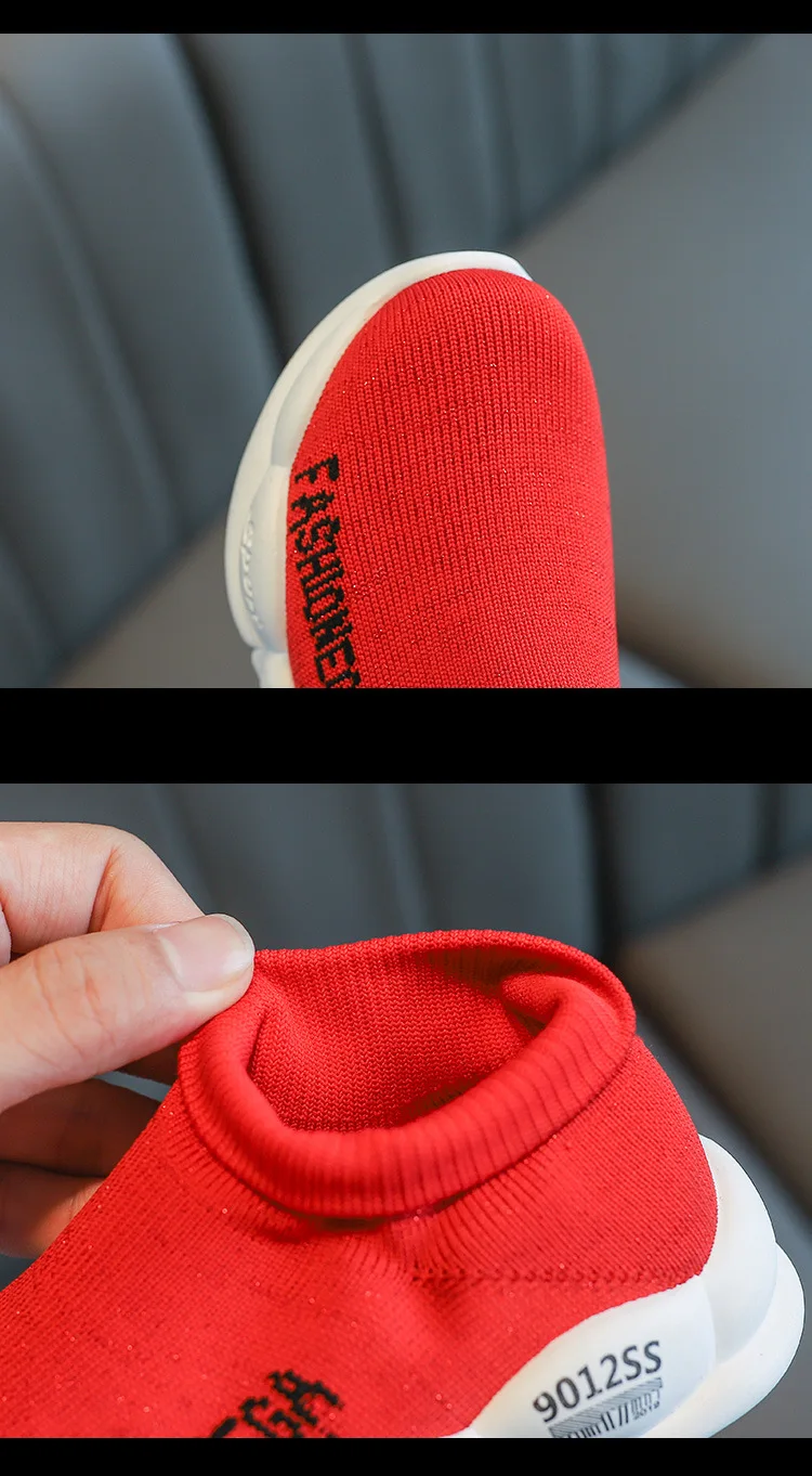 Korean version of casual knitted boys and girls shoes autumn new middle help striped socks shoes soft bottom sports shoes