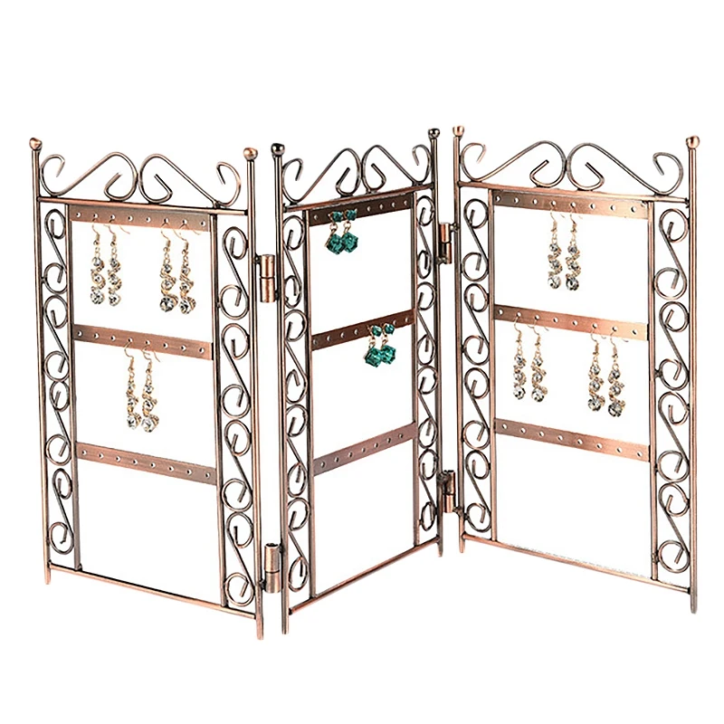 Jewelry Organizer Folding Earrings Display Stand Wrought Iron Jewelry Storage Rack Earring Stud Organizer