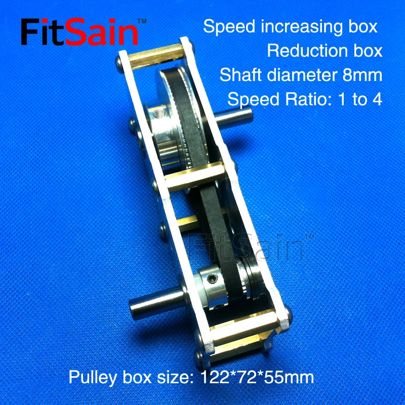 Fitsain-1:4 synchronous pulley belt pulley double axle reducer gearbox accelerator high torque reducer