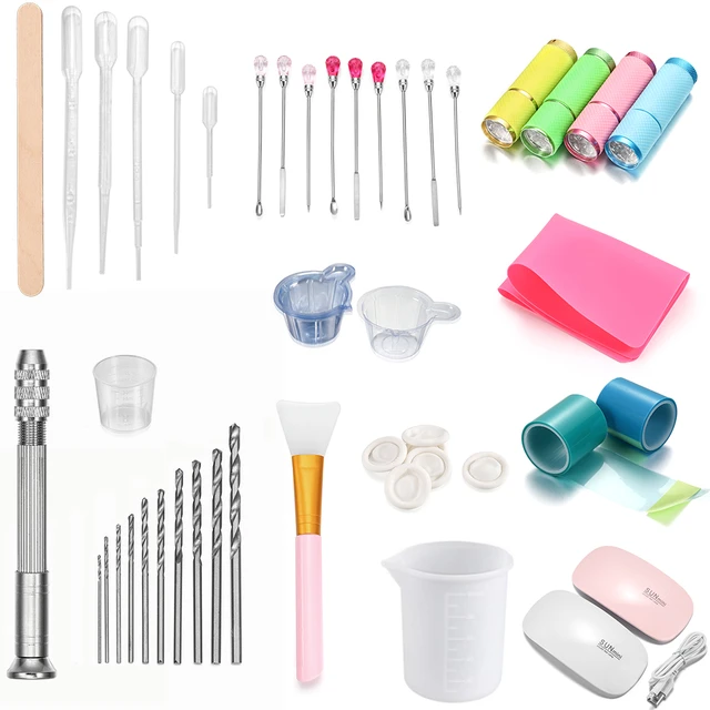 Epoxy Resin Tools Set Silicone Workbenches Plastic Beaker Drilling Bits  Sticks Disposable Cup Dispenser for Jewelry Making Tools - AliExpress