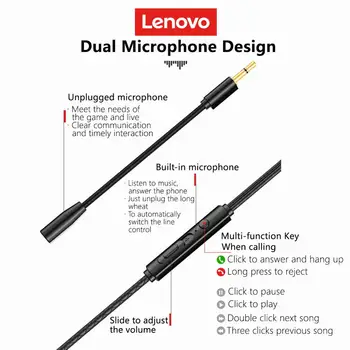 Original Lenovo H105 In-ear Earphone Metal Bass Sound Earbuds 3.5mm Jack Universal Sport Headset with Microphone Wports Earphone 5