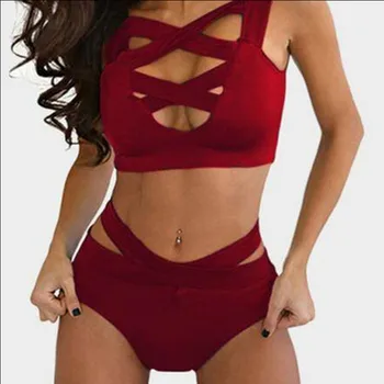

2Pcs Womens Swimsuit Bandage Bikini Push-up Padded Bra Bathing Swimwear