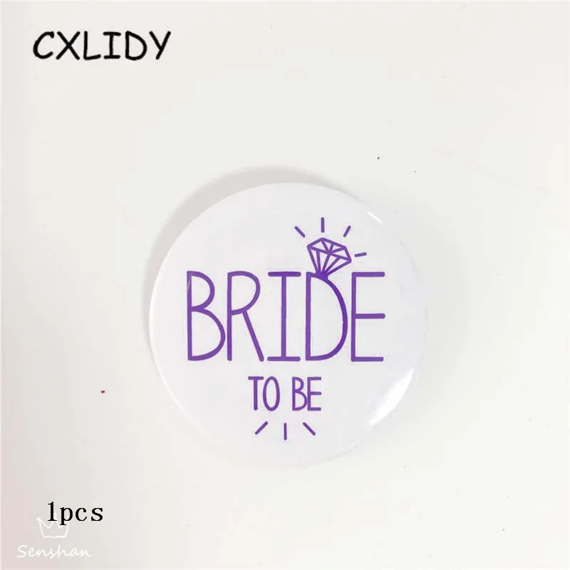 Purple word white Bottom Hen Party Supplies Purple Team Bride Badge Bride Badge Hen Party Decoration Wedding Badge (8) - 副本