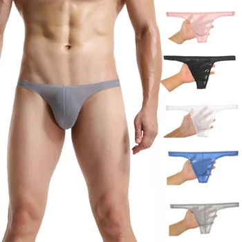 

5PCS Gay Thong G-strings Micro Panties String Homme Seamless Sheer Sexy Underwear Ultra-thin Transparent T-back Panties Bikini