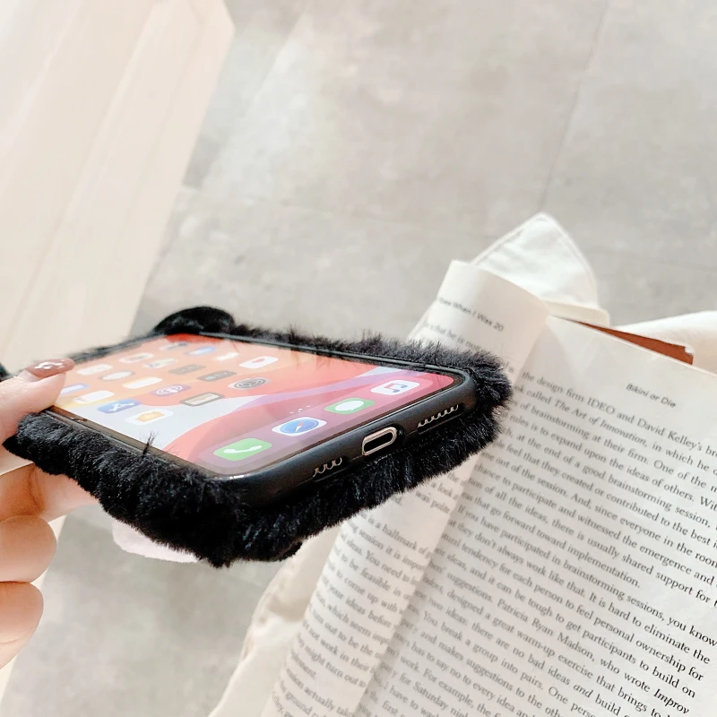GlamPhone чехол плюшевый чехол для телефона для iPhone11Pro/Max X XS Max XR Мягкий силиконовый чехол для iPhone11 7 8 6 6s Plus чехол