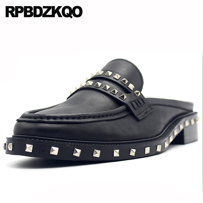 Мюли мужские из коровьей кожи модельные туфли металлическая подошва с