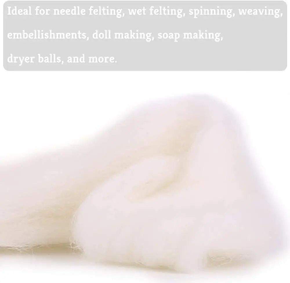 Nonvor 5g Soft Colorful Felting Wool Fiber Needle Felting Natural