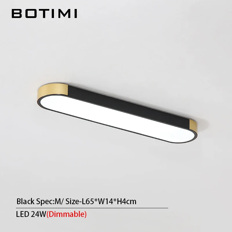 BOTIMI, современный светодиодный потолочный светильник 220 В для офиса, белый Потолочный светильник с дистанционным управлением, светильник для спальни - Цвет корпуса: Black-M-Dimmable