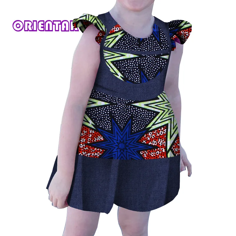 Г. Платья в африканском стиле для девочек, хлопковое мини-платье с рюшами и принтом в африканском стиле милая одежда в африканском стиле для маленьких девочек, Bazin Riche, WYT469