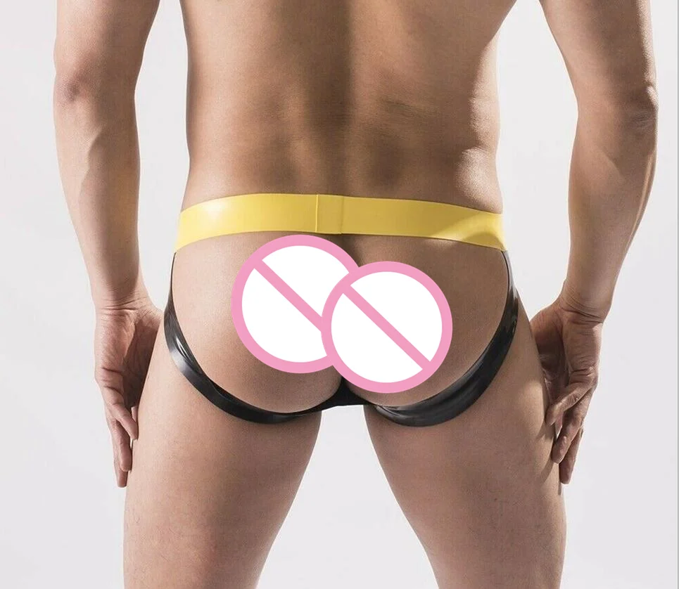 0.4MM Men Latex Panties Rubber Jockstrap Briefs Style Front 3d Pouch Plain