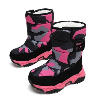 

Winter children's camouflage snow boots boys and girls waterproof and antiskid cotton shoes size 26-38