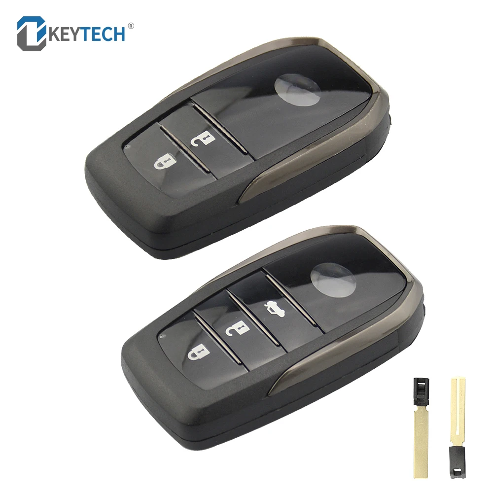 

OkeyTech For Toyota Land Cruiser Crown RAV4 Corolla Camry Highlander Smart Remote Car Key Shell 2/3 Buttons Uncut Blank Blade