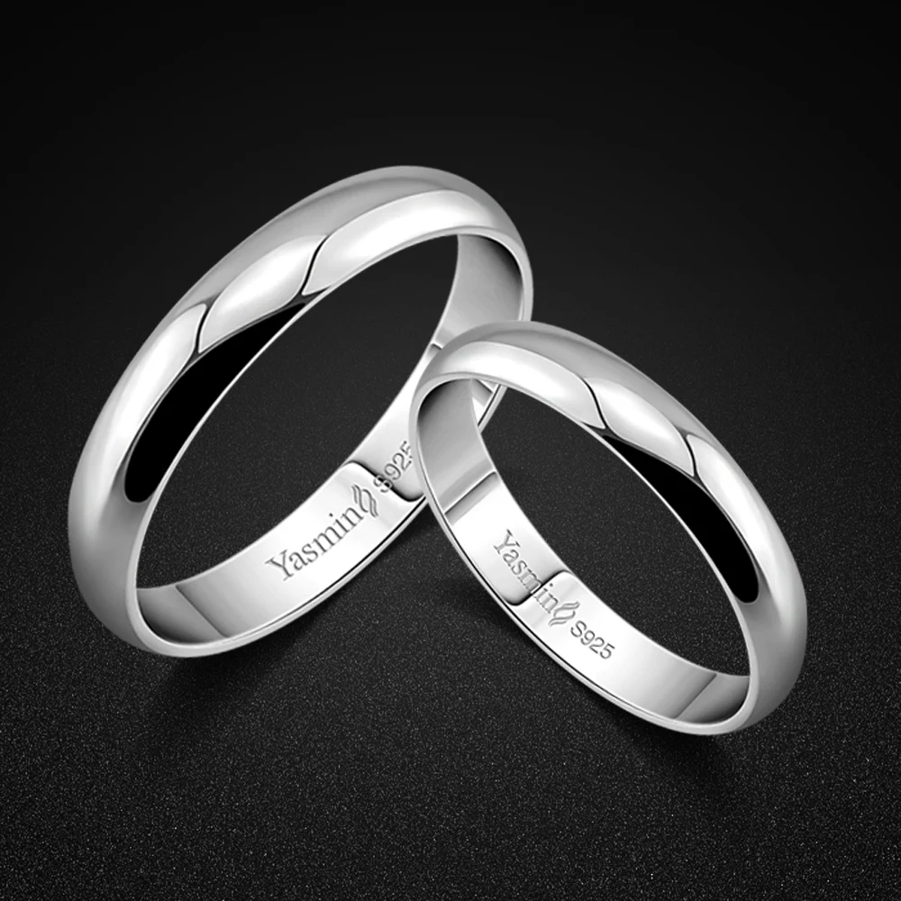 Classic Couple Rings 100% 925 Sterling Silver Woman & Men Ring Fashion Simple Solid Silver Wedding Ring Jewelry Gift For Lover couple rings