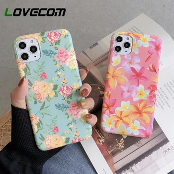 

LOVECOM Watercolor Pressed Flower Banana Leaf Phone Case For iPhone 11 Pro Max XR XS Max 7 8 Plus X Soft IMD Matte Back Cover