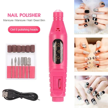 

1Set USB Charger Nail Grinding Machine Head Bit Set Electric Wheel Manicure Pedicure File Salon Home DIY Nail Art Tool
