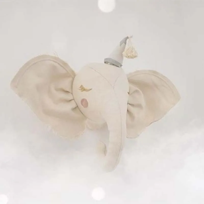 Cute Unicorn Deer Elephant Plush Toy Stuffed Dolls Animal Head Wall Mount for Kids Girl Room Decor Baby Nursery Room Decoration