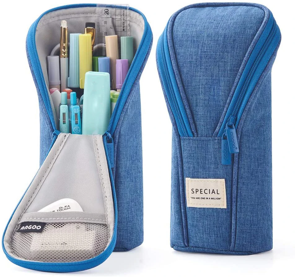 Stand Up Pencil Case Canvas Pencil Holder Mobile Phone Bracket Function