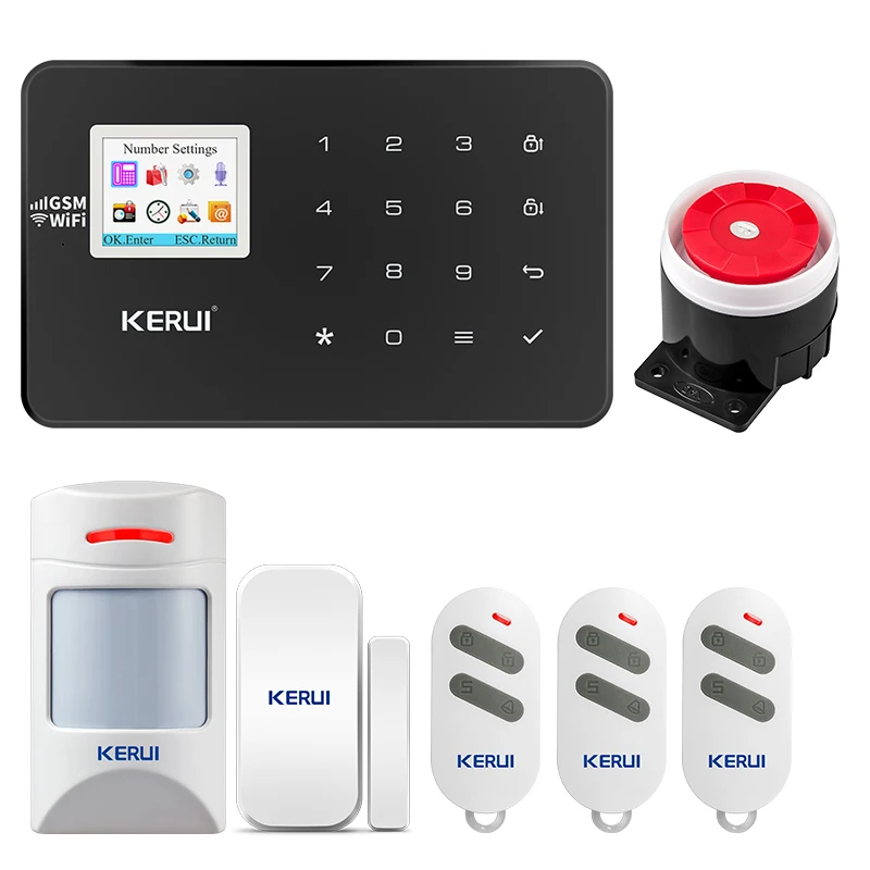 Sistema de Alarme Segurança em Casa sem Fio Kerui Controle App Pet Kit Combinação Alarme Remoto Infravermelho W18 wi fi Gsm