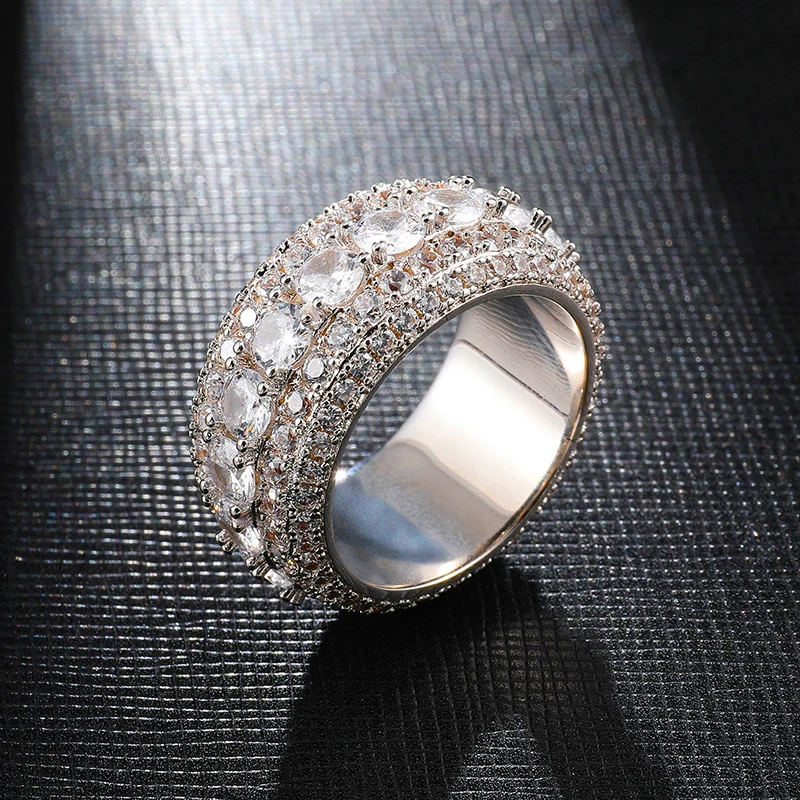 Модные Большой Кубический Цирконий кольца для мужчин хип хоп Iced Out Bling Anillo Hombre Свадебные украшения подарок