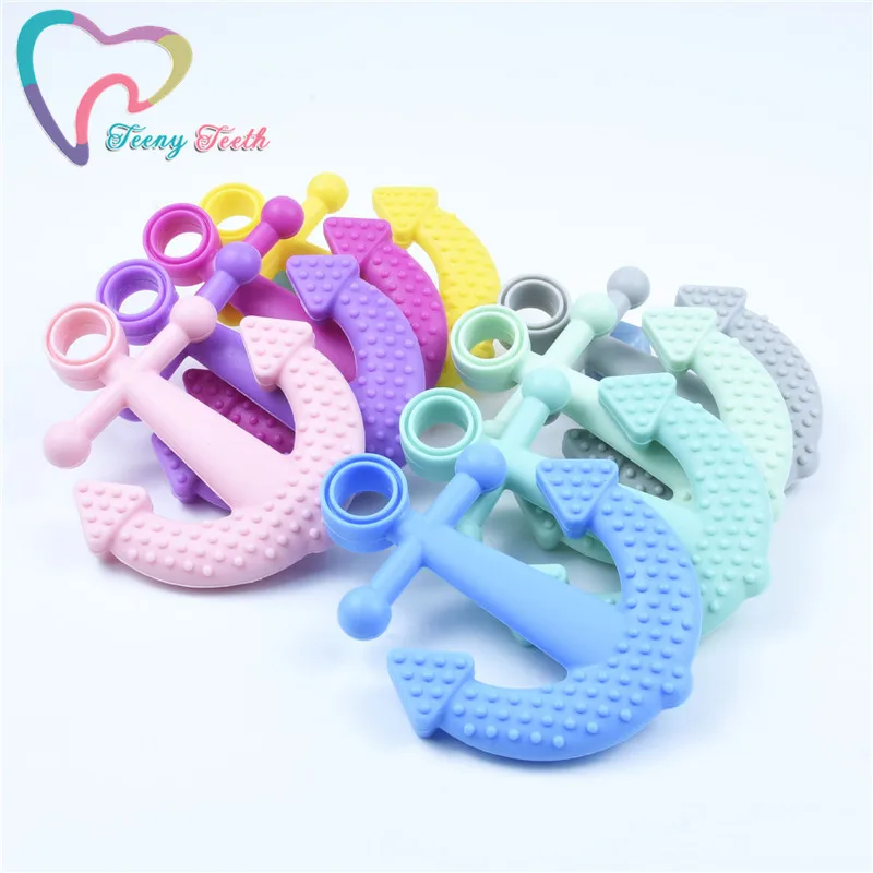 

5 PCS Silicone Anchor Teether Soft BPA Free Teething Necklace Teether Safe For Baby Anchor Silicone Teether 8 Colors Baby Toy