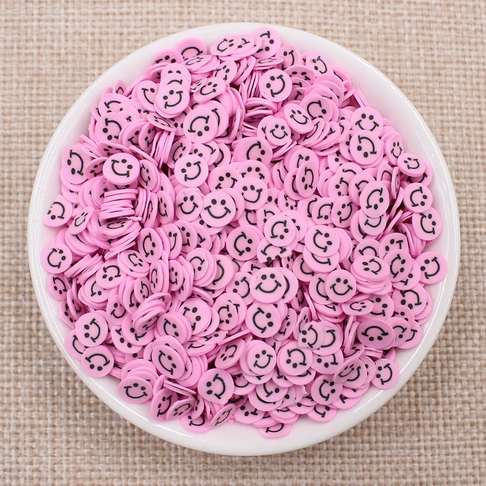pink 50g/lot Kawaii Smiley Face Soft Clay Sprinkles for Slime Slices Nail Arts Decoration Fimo Polymer Clay Crafts DIY Making Supply - Цвет: pink