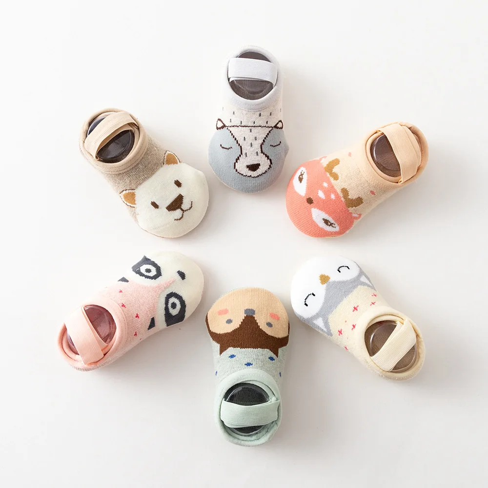 Newborn Baby Socks fox deer Cartoon Terry Cotton Children Spring Autumn Non-slip Socks Hot Baby Socks 0-3 years