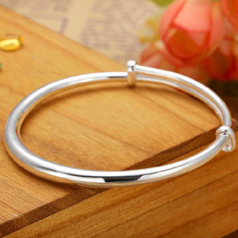 Серебряный 999 браслет для женщин, модный круглый браслет, женский браслет, ювелирные изделия, регулируемый браслет anillos, серебряный