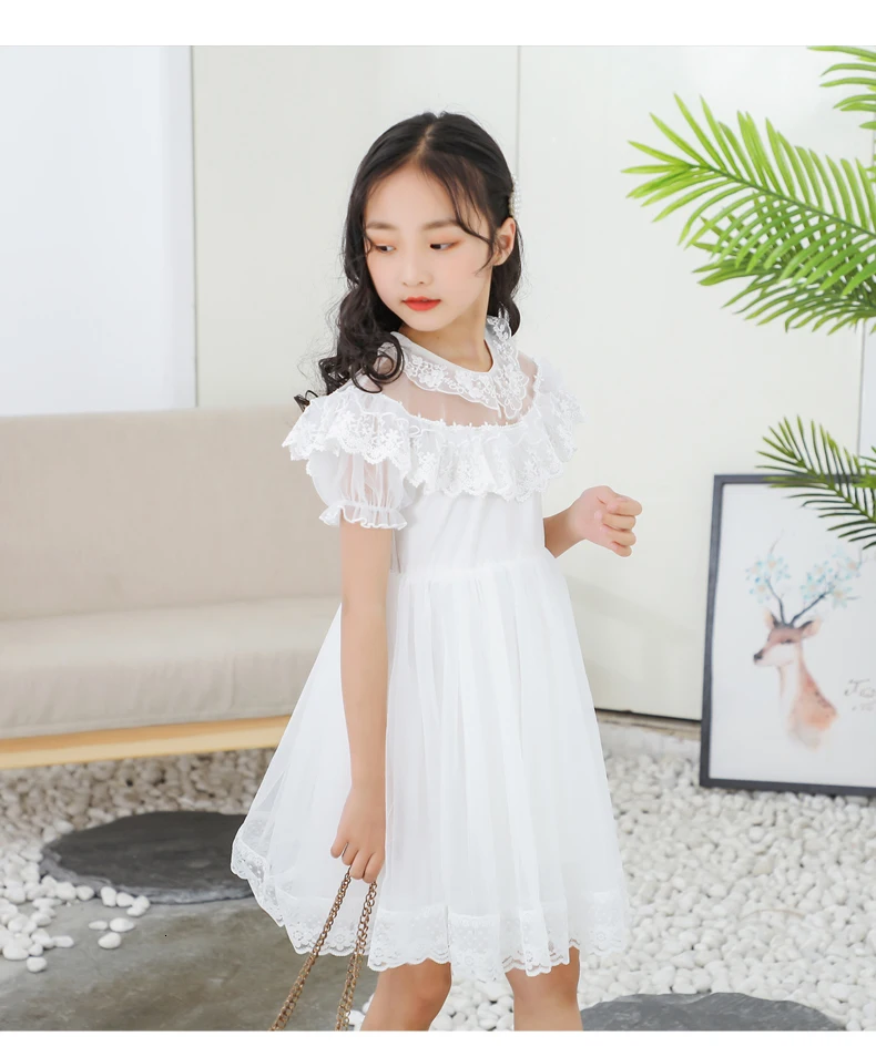 Princess Dress New Arrival Dresses For Girls Lace Gauze Tutu Birthday Party Dress Gift White Flower Girl Costume