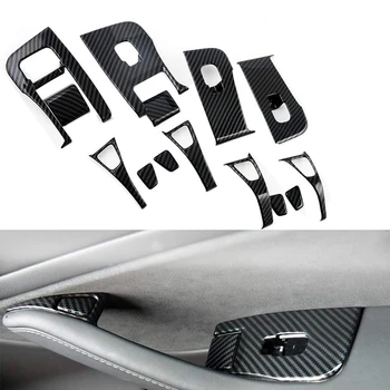 

for Tesla Model 3 Inner Window Control Switch Panel Cover Bring ABS Cover Trim Panel Door Decal Open Button Holder (14 Pieces)