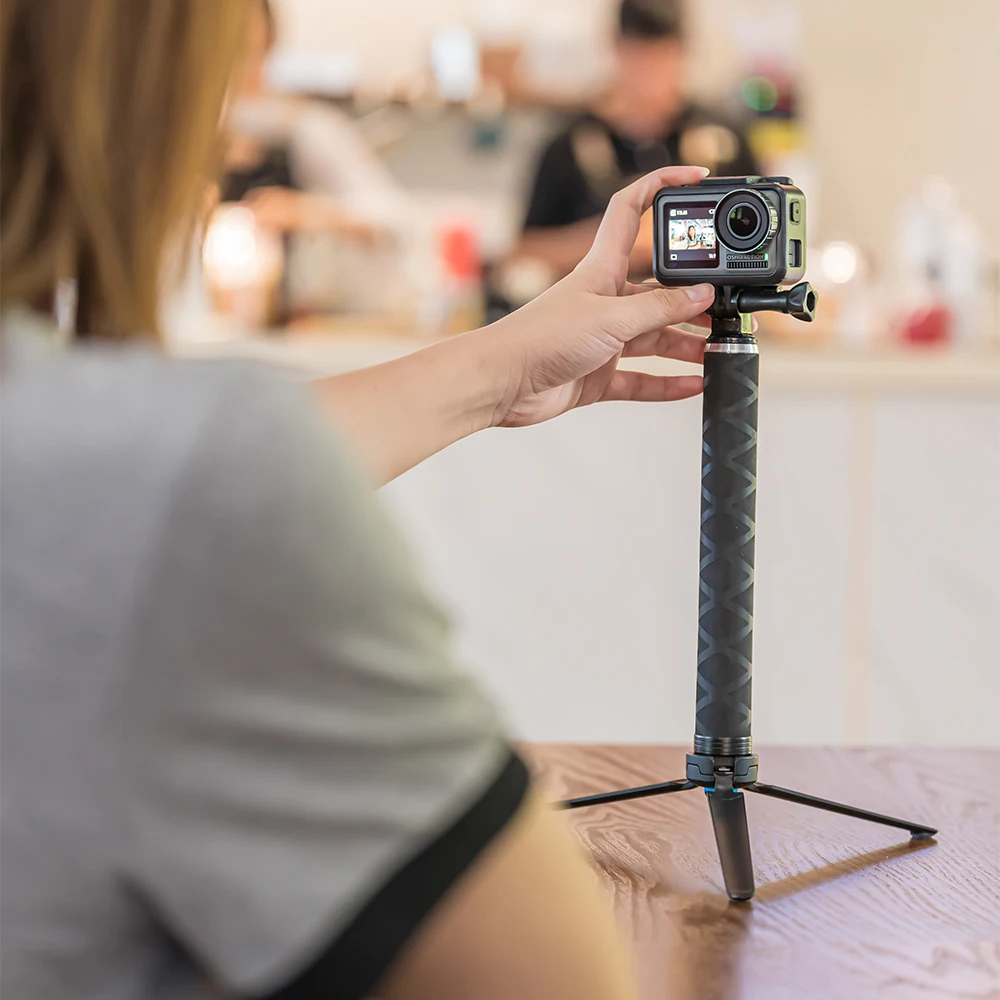 TELESIN 90cm Carbon Fiber Lightest Selfie Stick Aluminium Alloy Tripod For GoPro Hero 9 5 6 7 8 For DJI Osmo Action Camera Ac