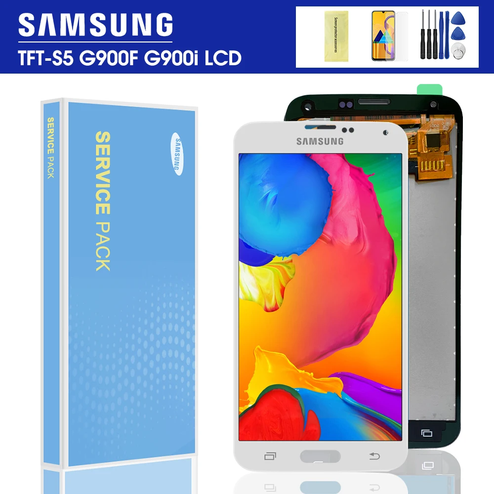 TFT-дисплей для Samsung Galaxy S5 I9600 G900 G900A G900F ЖК-дисплей сенсорный экран дигитайзер в